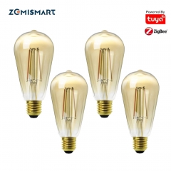 Zemismart Zigbee ST64 Dual White LED Smart Filament Bulb Tuya Tungsten Lamp Dimmable 220 240V Alexa Google Home Smartthings App