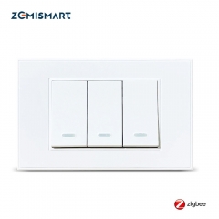 Zemismart Tuya Zigbee Smart Light Switch Neutral Optional 1 2 3 Gang Big Push Button Interrupter Alexa Google Home Control