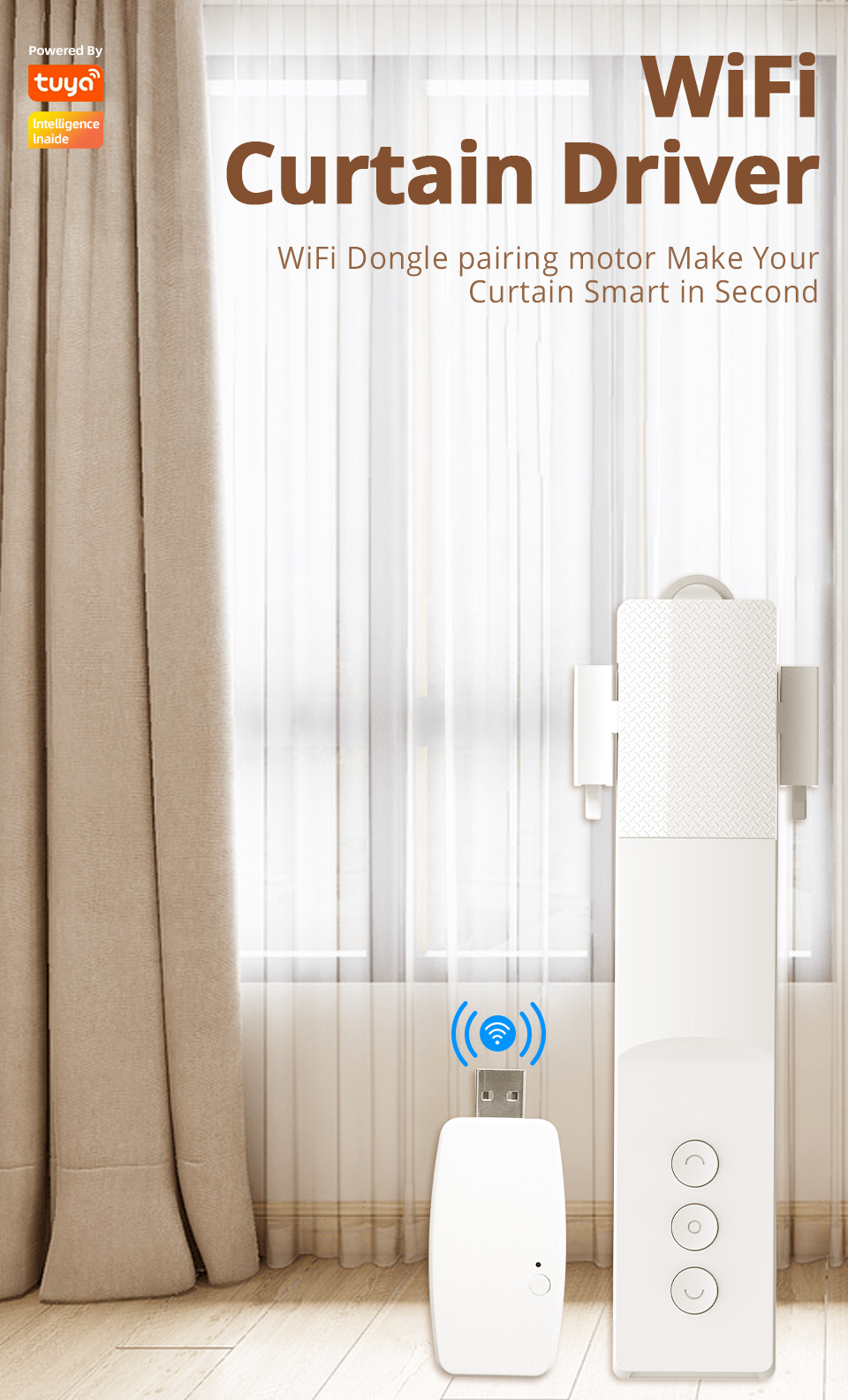 1 pcs WiFi Smart Curtain Robot, Curtain Smart Electric Motor