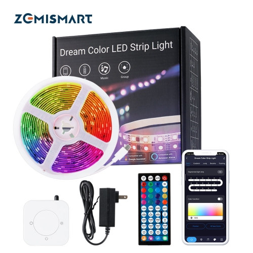 Zemismart Tuya WiFi RGBIC LED Strip Light Dreamcolor Addressable Flexible Tape Smart Home Decor TV Backlight Alexa Google Home