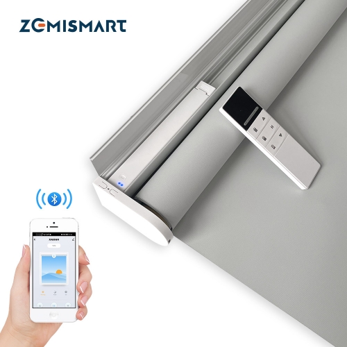 Zemismart Tuya Smart BLE Motorized Roller Shade Blinds External Battery Compatible with Alexa Voice Control Electric Motor Rechargeable