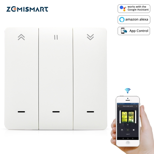 Zemismart Zigbee Tuya Smart Curtain Switch for Roller Shade Motor Wall Push Button Switch Alexa Echo Google Home Timer Control