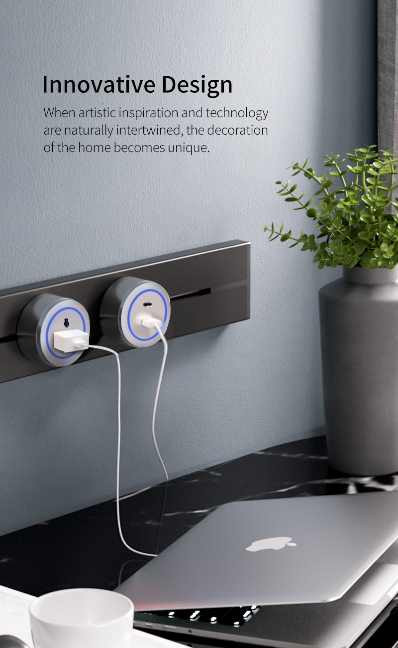 Zemismart Replaceable Wall Power Track with Moveable Sockets Home ...