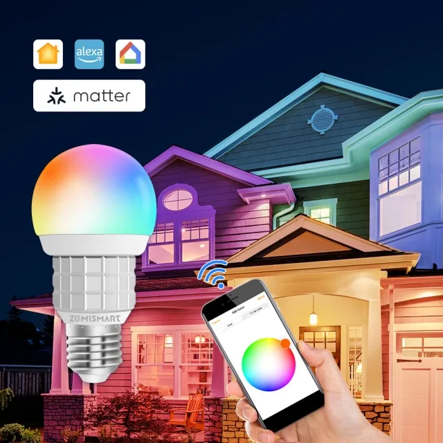 Zemismart WiFi Matter Certified Bulb RGB E27 Dimmer Enable Homekit Google Home SmartThings Control