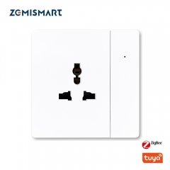 Zemismart Tuya Zigbee Smart Universal Socket 16A HomeKit Outlets with Push Button Switch Manual Control Alexa Google Home