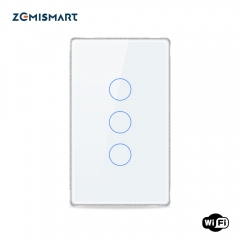 Zemismart HomeKit Tuya WiFi Smart Wall Light Switch 3 Gang Touch Screen US Switch Alexa Google Home Siri Voice Control