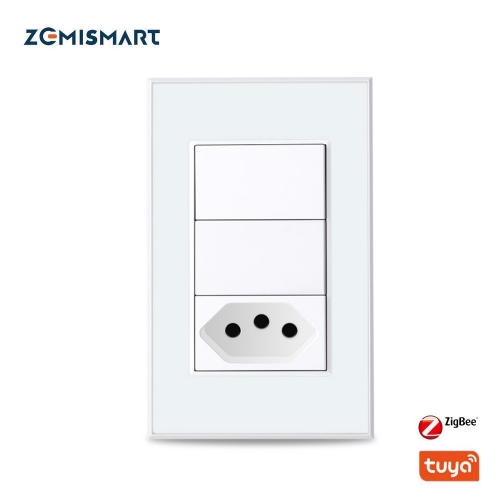 Zemismart Tuya Zigbee Brazil Socket 20A Smart Light Switch Alexa Google Home Voice Control Brazilian Swiss Wall Push Button Switch