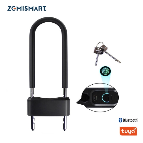Zemismart Tuya BLE U Shape Baby Safety Lock Bike U-lock Smart Life App Control Fingerprint Key Control Built-in Battery