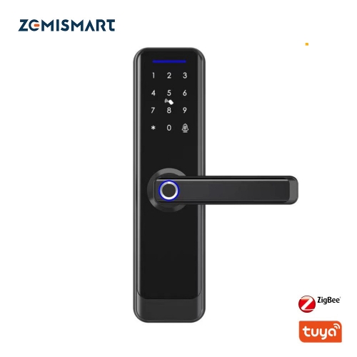 Zemismart Tuya Zigbee Smart Electronic Door Lock IC Card Key Password App Remote Unlock with Doorbell Security Biometric Fingerprint Lock