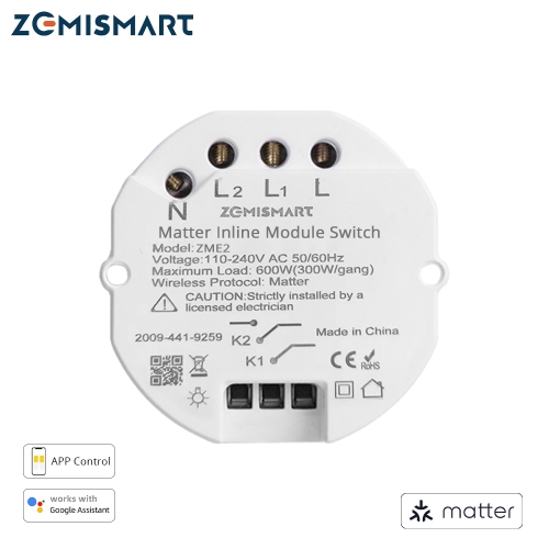 Zemismart Matter over WiFi Smart Light Switch DIY Breaker Module Homekit SmartThings Remote Control 2 Way
