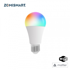 Zemismart Matter Over WiFi Smart Light Bulb 9W E27 RGBCW 120V 220V Dimmable Siri Alexa Google Home  Smartthing Control with FCC