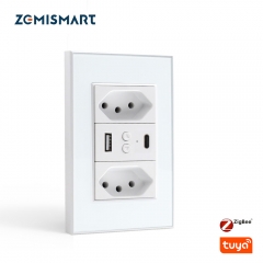 Zemismart Tuya Zigbee Smart Brazilië Socket Elektrische Braziliaanse Muur Outlets Usb Charger Alexa Google Thuis Voice Controle Timer Plug