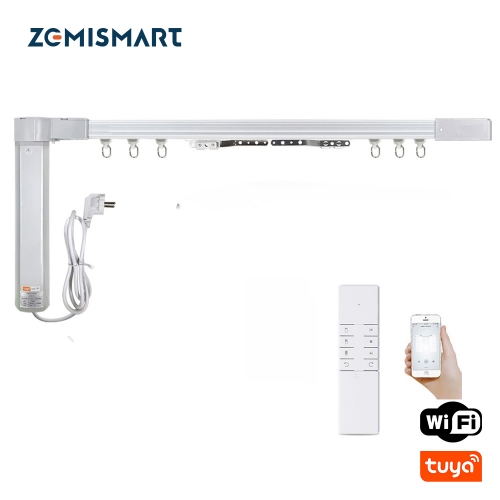 Zemismart Tuya WiFi Smart Curtain Customized Electric Curtain Motor With Tracket Alexa Google Home Enable RF Remote Control