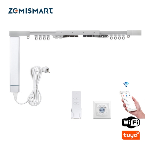 Zemismart New updated Electric WiFi Tuya Curtain，Built-in WiFi Receiver，Alexa Google Assistant Voice Control with Adjustable Track