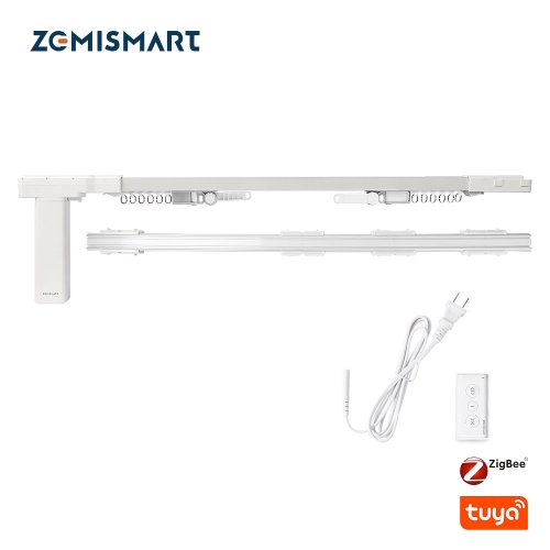 Zemismart Tuya Zigbee Electric Curtain Motor with Splicing Track Smart Motor Alexa Google Home Voice Control RF Remote Control