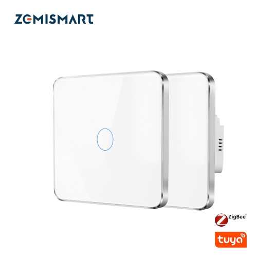 Zemismart Tuya Zigbee 2 Way One Gang No Neutral Touch Switch work with HomeKit Wall Light Interruptor Smart Life Alexa Google Home Voice Control