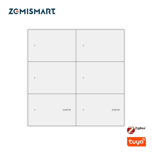 Zemismart Tuya Zigbee Smart 4 Gang Switch with 2 Gang Scene Switch 4X4 Push Button Light Switch Neutral Required Alexa Google Home Voice Control