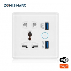 Zemismart Tuya Smart WiFi Universal Socket with USB Charger EU US Outlets 13A Plug 5V USB Port Alexa Google Home Voice Control