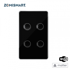 Zemismart Matter over Wifi Smart Touch US Switch 1 2 3 4gang touch switch Compatible Home SmartThings App Control