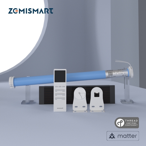 Zemismart Matter over Thread Roller  Shade Rechargeable Motor Solar-Powered Panel Option