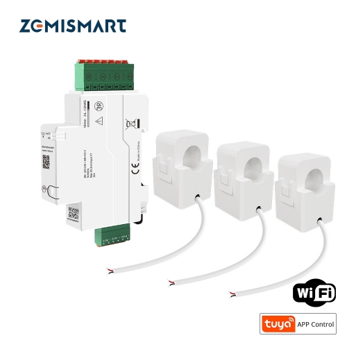 Zemismart Tuya Wifi 3 Phase Smart Energy Meter Max 120A with 3 clamps measuring Alarm function Monitor