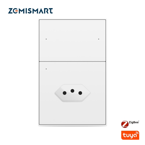 Zemismart Zigbee 2 Gang Light Switch with 10A Brazil Socket Support Tuya Google Home Smartthings Homekit Control via M1 Hub
