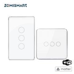 Zemismart Matter over Wifi White Color Smart Touch Switch 1 2 3 4gang touch switch Compatible Voice Control SmartThings App Control