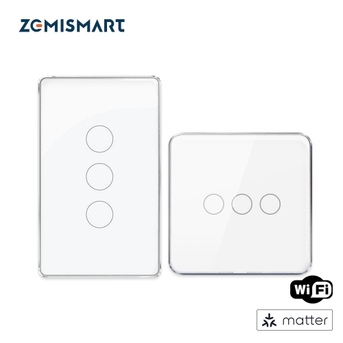 Zemismart Matter over Wifi White Color Smart Touch Switch 1 2 3 4gang touch switch Compatible Voice Control SmartThings App Control