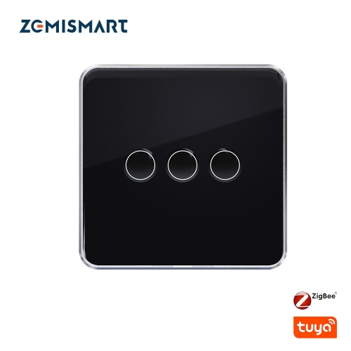 Zemismart Tuya Zigbee Smart Switch Neutral Required Tempered Glass Wall Panel Light Touch Switch Alexa Google Home Voice Control