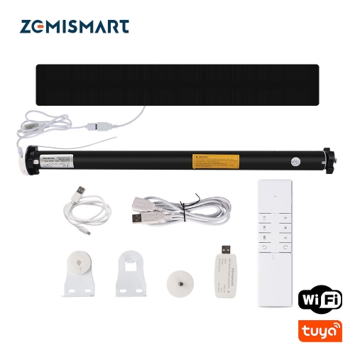 Zemismart RF Electric Roller Shutter Motor Rechargeable for 37mm Tube Work with Tuya WiFi Dongle Solar Panel Alexa Google Assistant