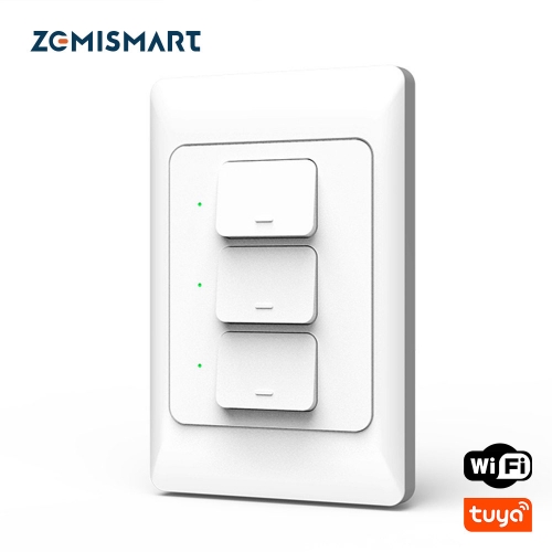 Zemismart Tuya WiFi Light Switch Alexa Google Home Enable Smart Life Wall Push Button Switch 1/2/3 Gangs Neutral Optional