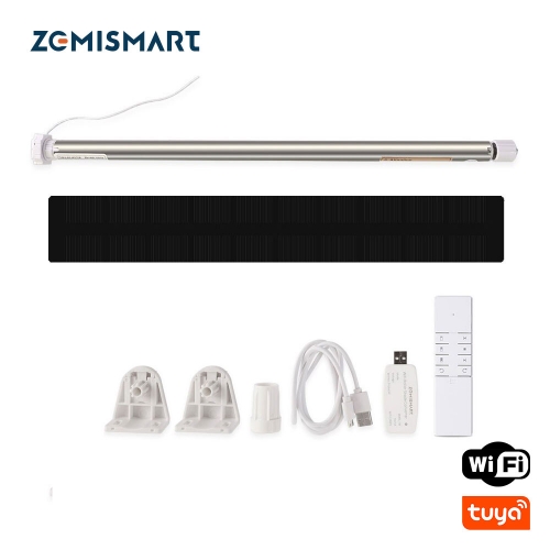 Zemismart Tuya WiFi Electric Roller Shade Motor Solar Panel Optional for 17mm 25mm 28mm Tube Built-in Battery Alexa Google Assistant Alice Voice Contr