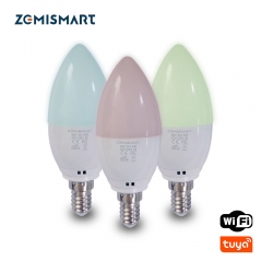 Zemismart Alexa Google Home Candle Light E14 Bulbs Led Dimmer RGBW Colorful Voice APP Control 110V 220V