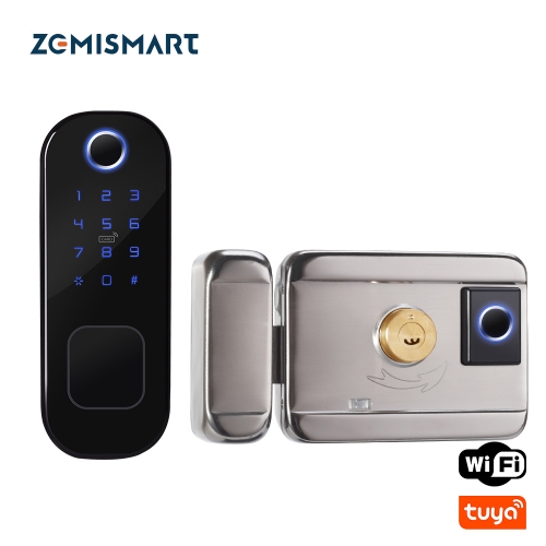Zemismart Tuya WiFi Smart Lock Double Side Fingerprint Security Door Lock Wireless and Biometric Locks Encryption with Keys