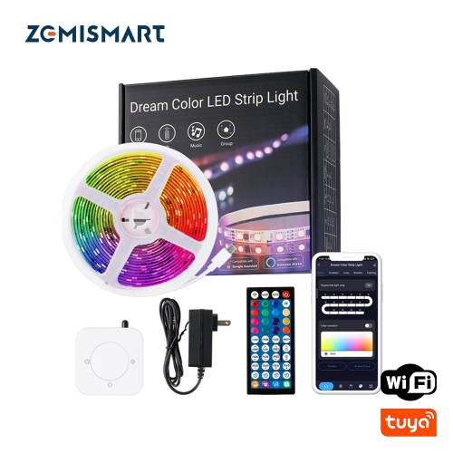 Zemismart Tuya WiFi RGBIC LED Strip Light Dreamcolor Addressable Flexible Tape Smart Home Decor TV Backlight Alexa Google Home