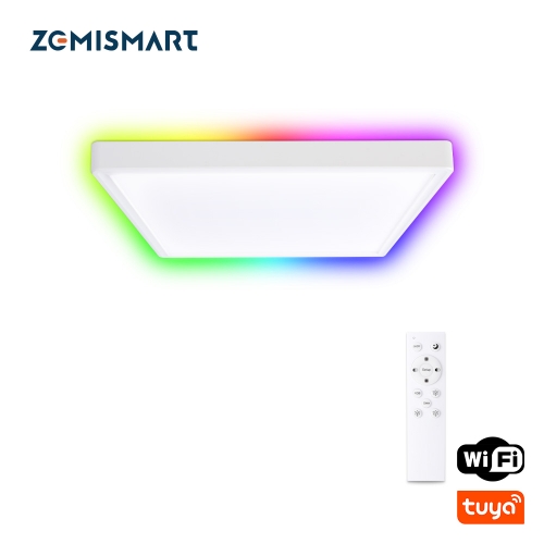 Zemismart 34W Tuya WiFi LED Ceiling Light Double Layer Type Dimmable CCT Ultrathin Surface Mounting Lamp RGB Colorful Back Light
