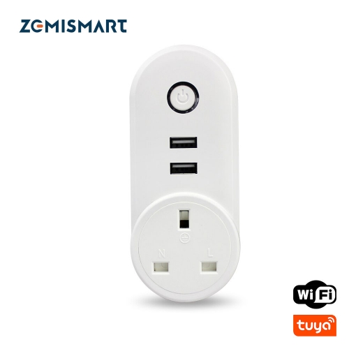 Smart WiFi Power UK Plug Outlet Socket with USB Tuya App Control Timer Function Work with Alexa Google Home assistant