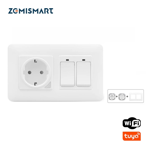 Zemismart Tuya WiFi EU Wall Socket with Light Switch 1 2 3 Gang Support TUYA APP Control Voive control by Alexa Google home
