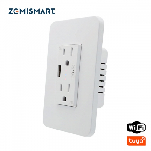 Zemismart US Wall Outlet 15A With USB Port Smart Life WiFi Control Alexa Google Home Voice Control