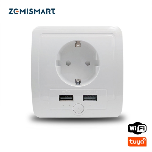 EU Wall Recessed Outlet Work with Amazon Alexa Google Home with 2 USB Ports 15A output Support Phone APP Control