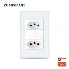 Zemismart New Design Tuya Zigbee Smart Brazil Socket 10A 20A Electric Brazilian Wall Dual Outlets Alexa Google HomeTimer Control