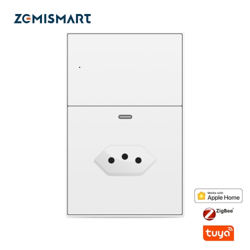 Zemismart Tuya Zigbee Smart Socket 10A Brazil Outlet with Type C Charging Port with Neutral Home Smart Life App Remote Control