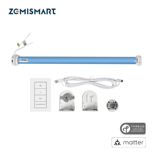 Zemismart Matter over Thread Roller  Shade Rechargeable Motor Solar-Powered Panel Option