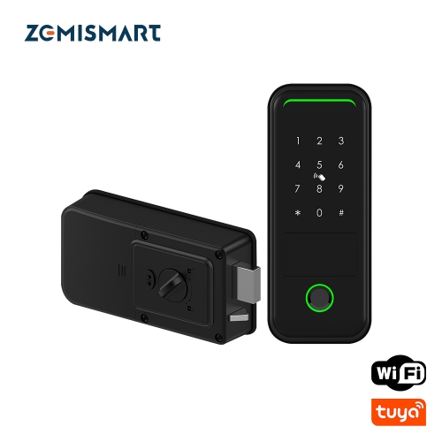 Zemismart Tuya WiFi Smart Lock No Wiring Fingerprint Passwords Security Door Lock Biometric Locks Encryption with Keys IC Cards