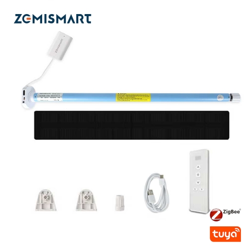 Zemismart Tuya Zigbee Rechargeable Roller Blinds Motor Solar Panel Optional for 17mm 25mm 28mm Tube Alexa Google Assistant Smart Electric Curtain Engi