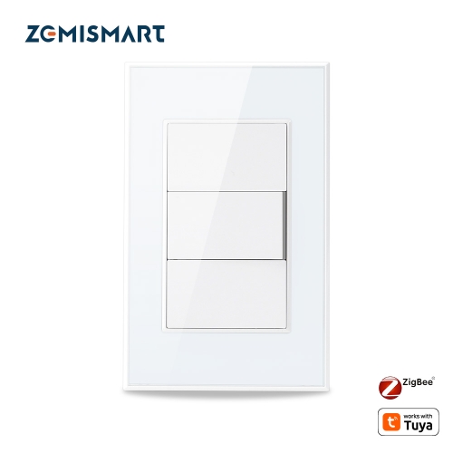 Zemismart Zigbee Push Button Switch Neutral Required works with Tuya HomeKit Siri Alexa Google Home Control Zemismart Zigbee Smart Switches