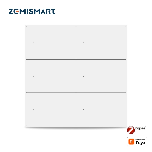 Zemismart 6 Gangs Smart Zigbee Switch 4x4 Push Button works with Tuya HomeKit Light Switch Alexa Google Home Voice Control SmartThings