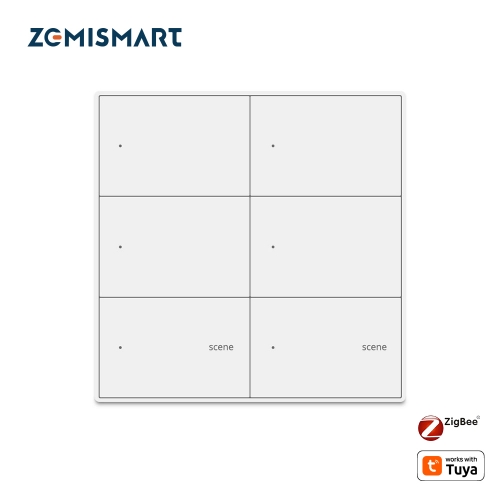 Zemismart Zigbee Smart 4 Gang Switch with 2 Gang Scene Switch 4X4 Push Button Light Switch Neutral Required works with Tuya Alexa Google Home Voice Co