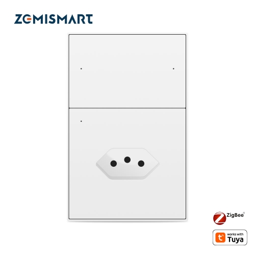 Zemismart Zigbee 2 Gang Light Switch with 10A Brazil Socket Support Tuya Google Home Smartthings Homekit Control via M1 Hub