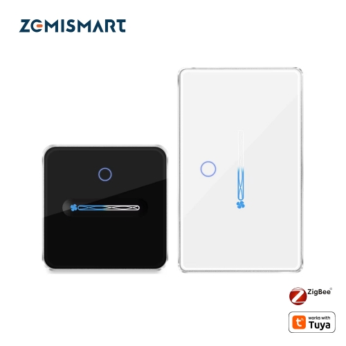 Zigbee Smart Fan Light Switch Neutral Required 1 Gang Touch Light Switch with Slider Control Fan Speed Work with Tuya Smart Life